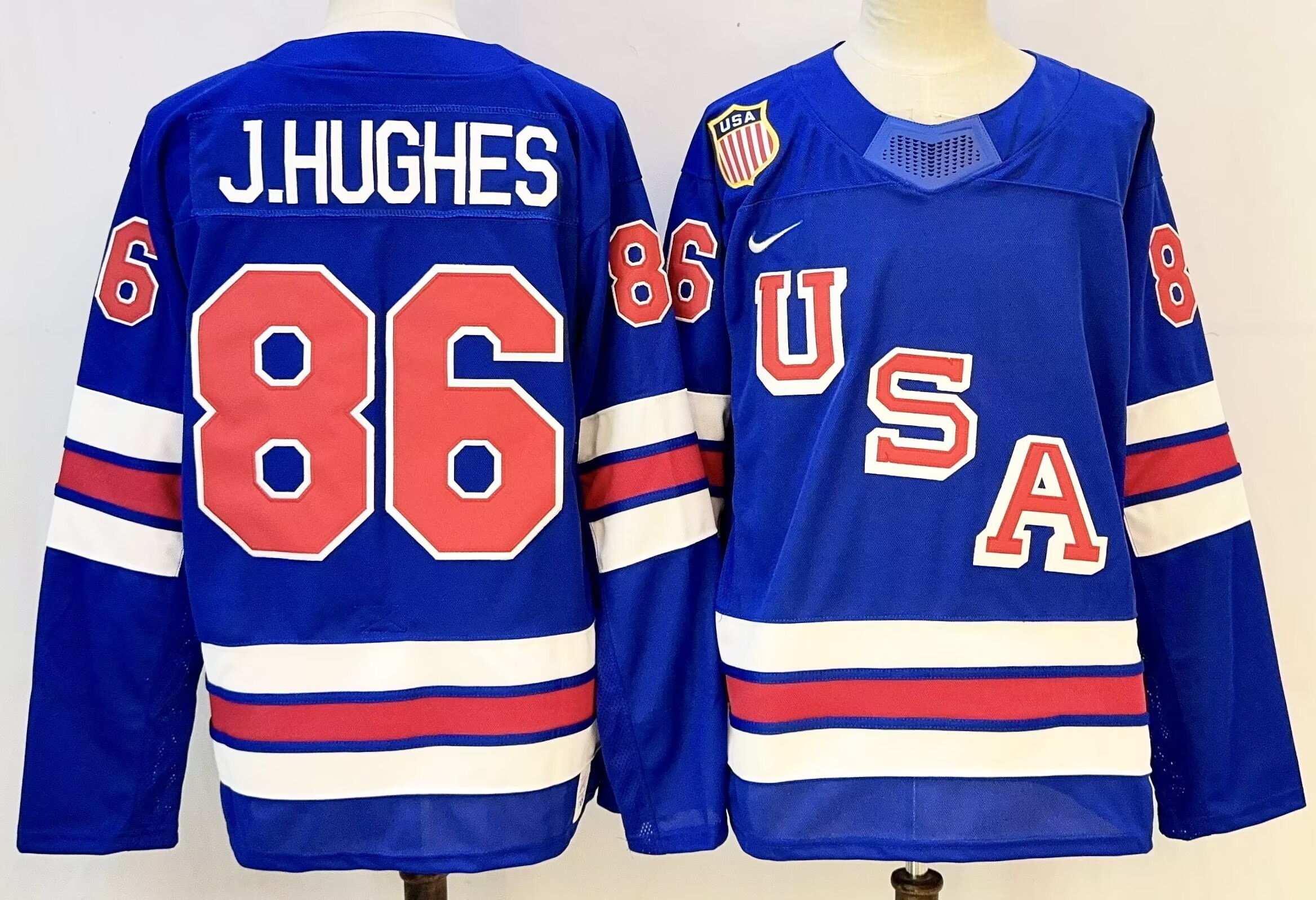 Men 2026 USA Olympic #86 J.Hughes blue NHL Jersey